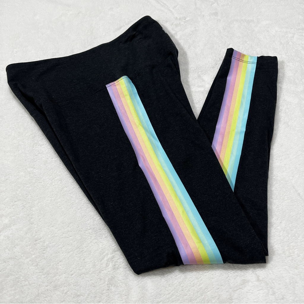 Pink Victoria's Secret Ultimate High-Waisted Yoga Leggings Side Pastel Rainbow M
